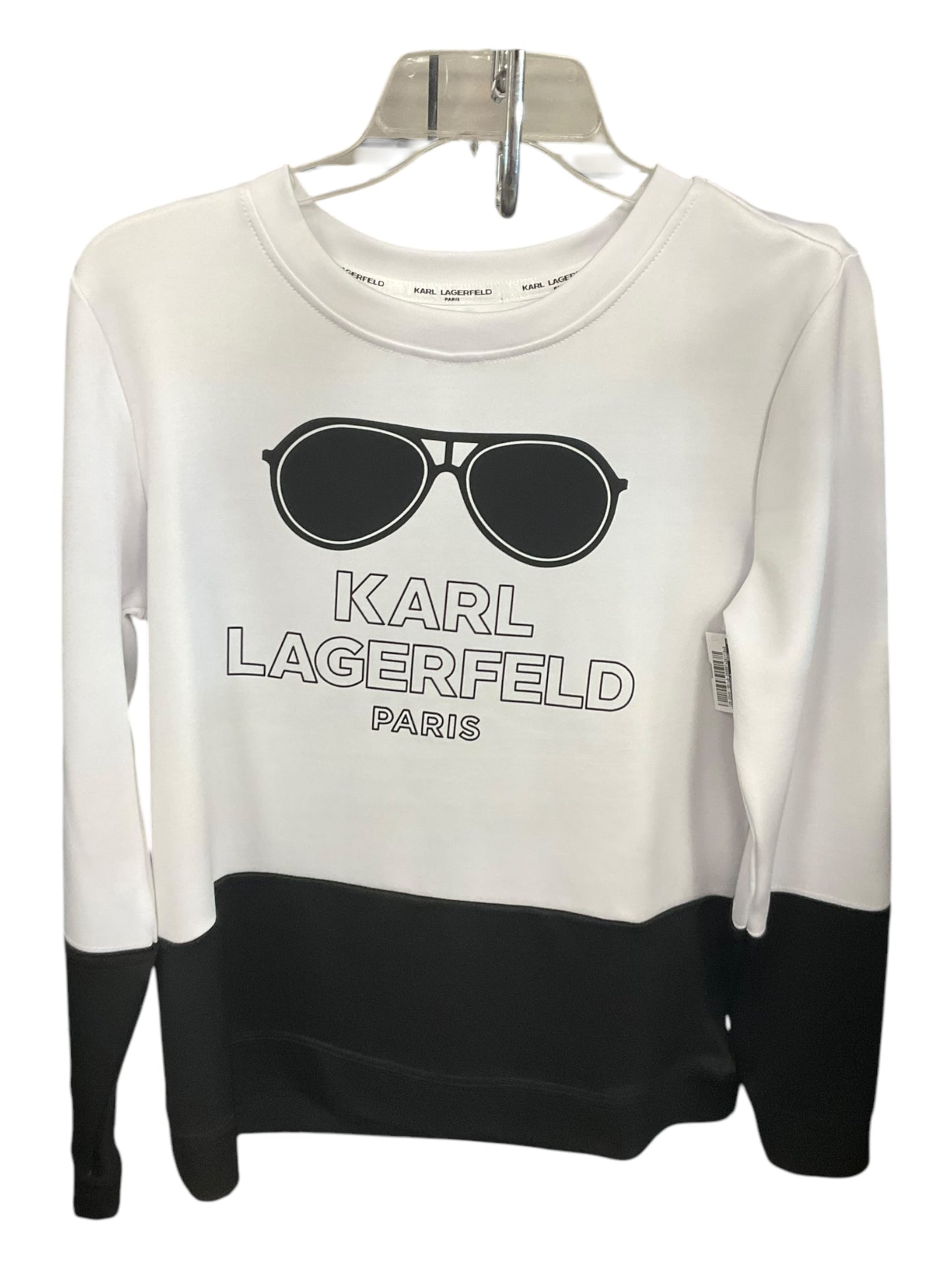 Top Long Sleeve By Karl Lagerfeld In Black & White, Size: Xs