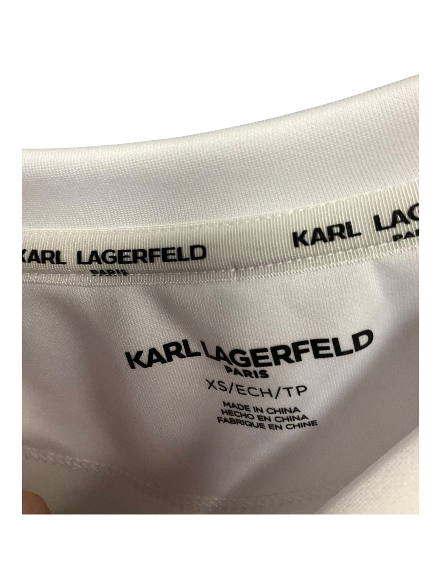 Top Long Sleeve By Karl Lagerfeld In Black & White, Size: Xs