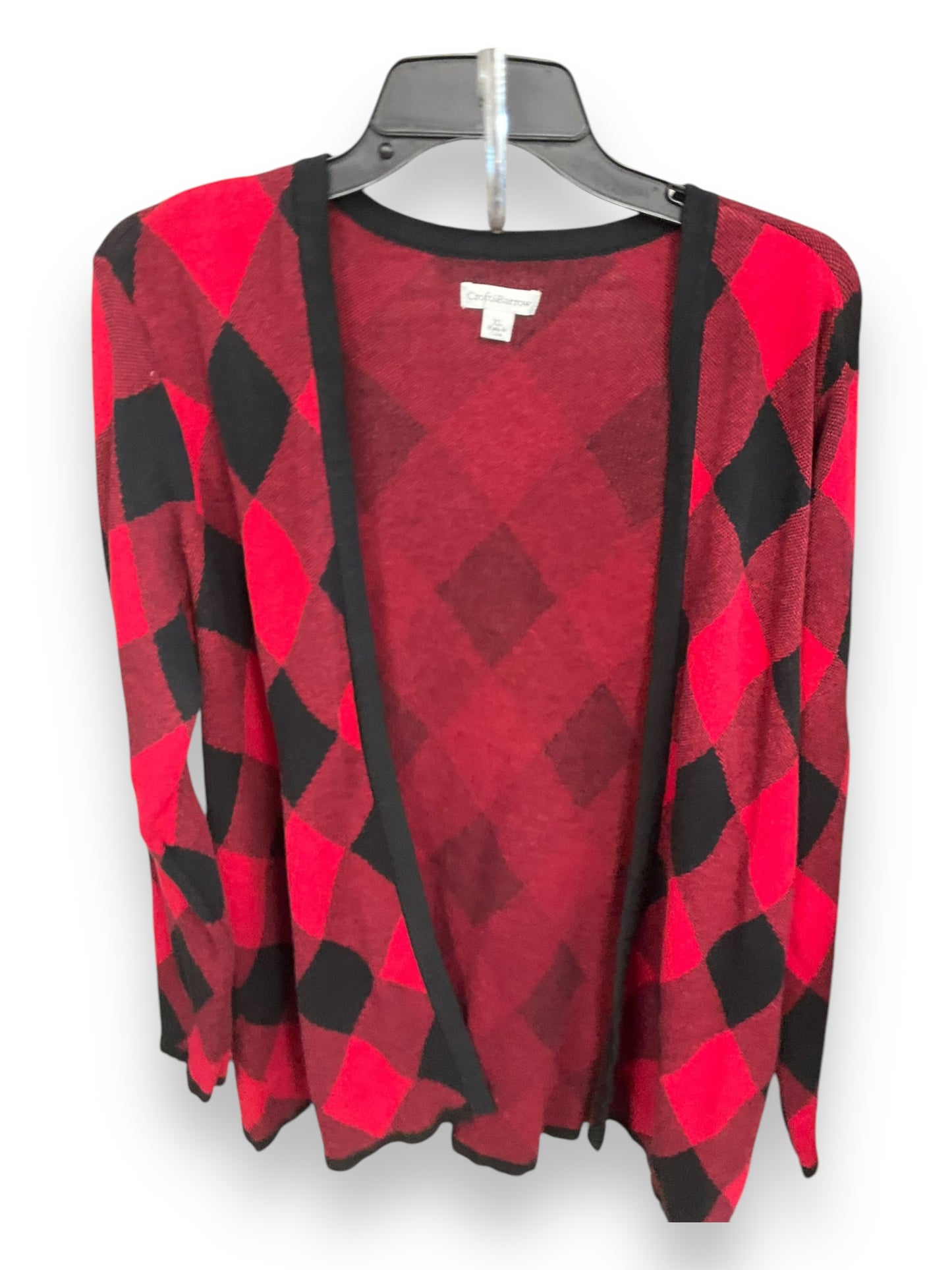 Sweater Cardigan By Croft And Barrow In Black & Red, Size: Xl