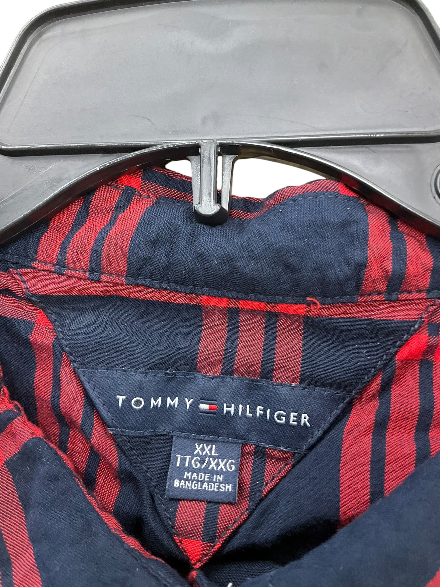 Top Long Sleeve By Tommy Hilfiger In Plaid Pattern, Size: Xxl