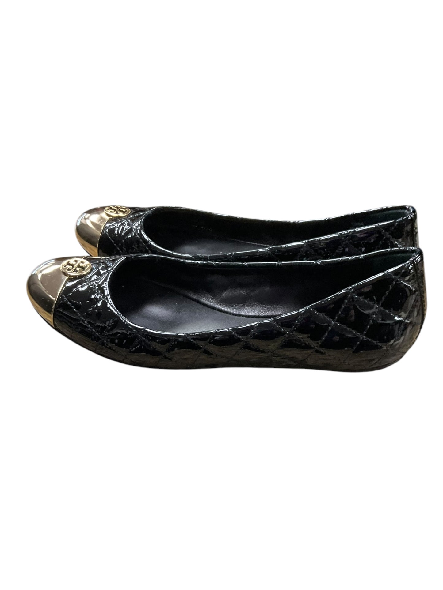 Shoes Designer By Tory Burch In Black & Gold, Size: 6.5