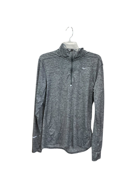 Athletic Top Long Sleeve Collar By Nike In Grey, Size: M