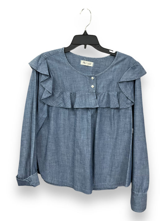 Blouse Long Sleeve By Madewell In Blue, Size: Xl