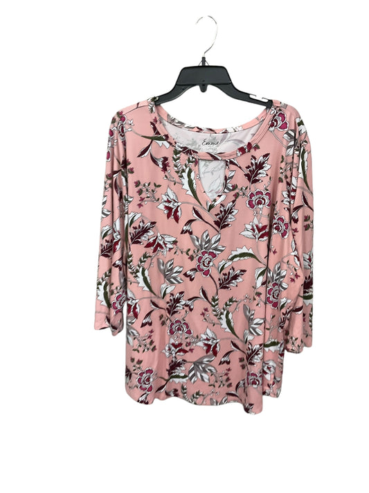 Top 3/4 Sleeve Basic By Simply Emma In Pink, Size: 3x