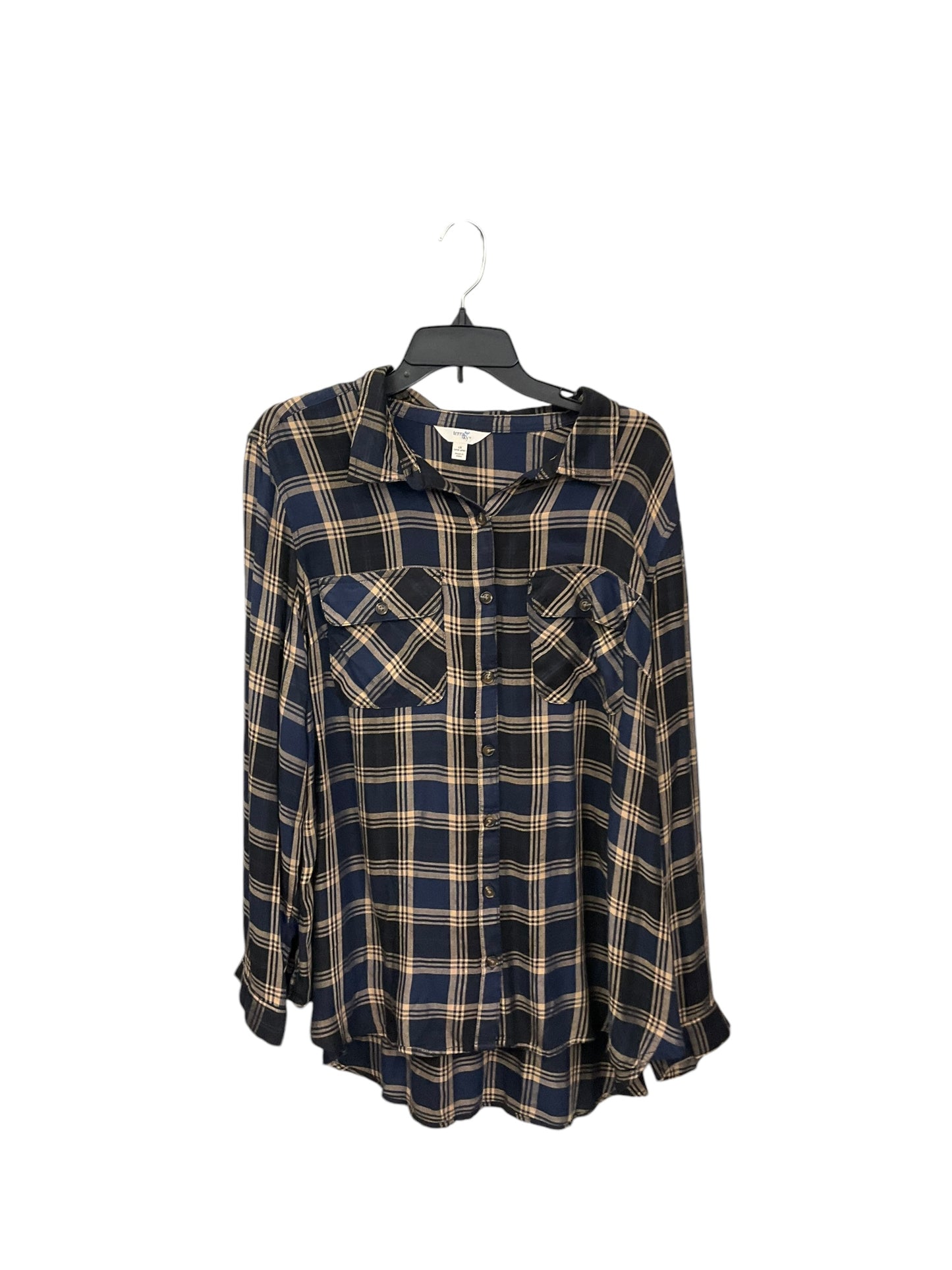 Top Long Sleeve Basic By Terra & Sky In Plaid Pattern, Size: 1x