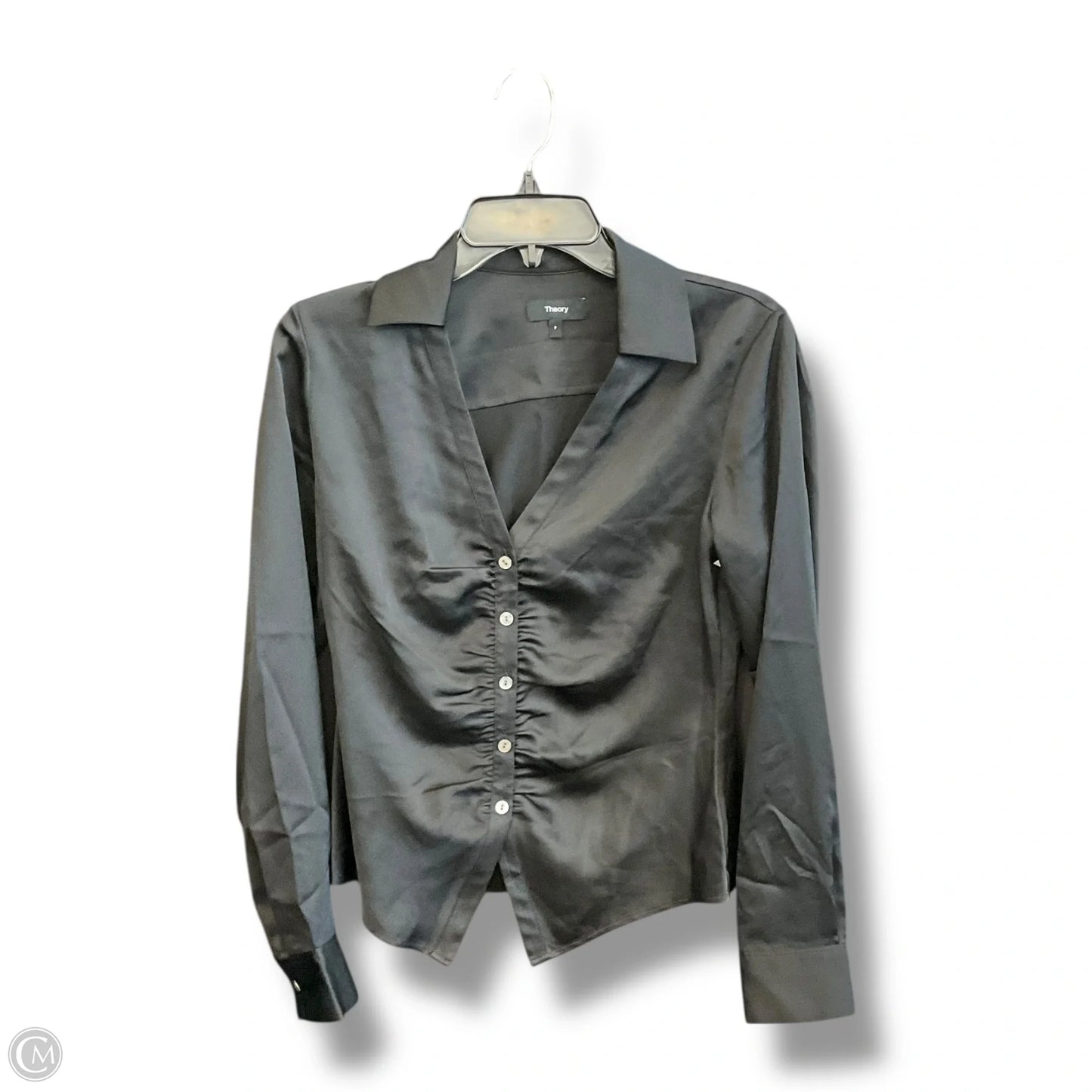 Blouse Long Sleeve By Theory In Black, Size: Sp