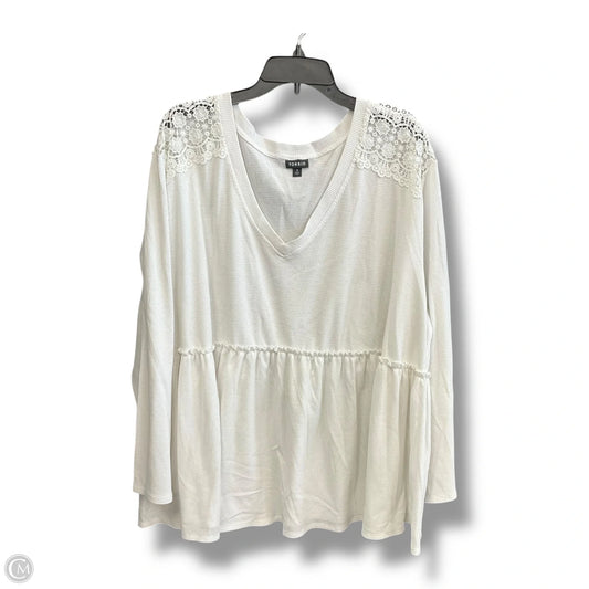 Top Long Sleeve By Torrid In White, Size: 3x