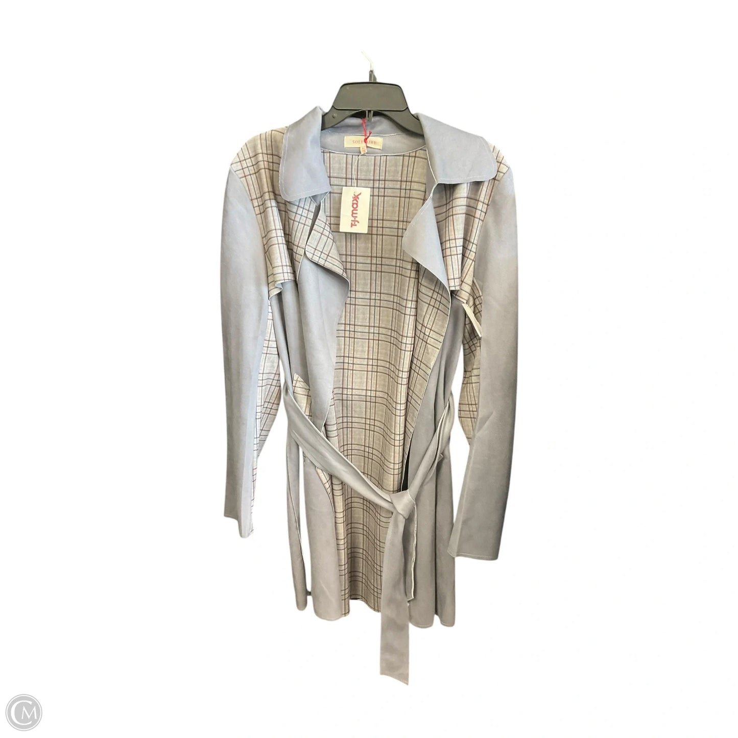 Coat Trench Coat By Solitaire In Grey, Size: Xl