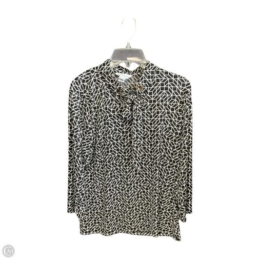 Top Long Sleeve By Liz And Co In Black & White, Size: L