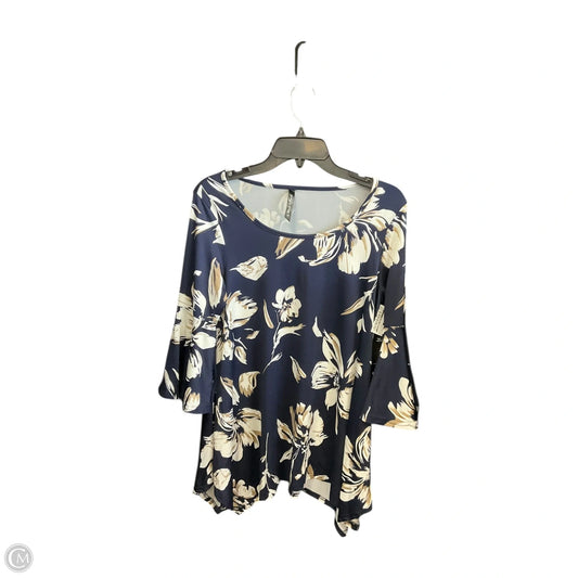 Top Long Sleeve By Clothes Mentor In Blue & White, Size: M