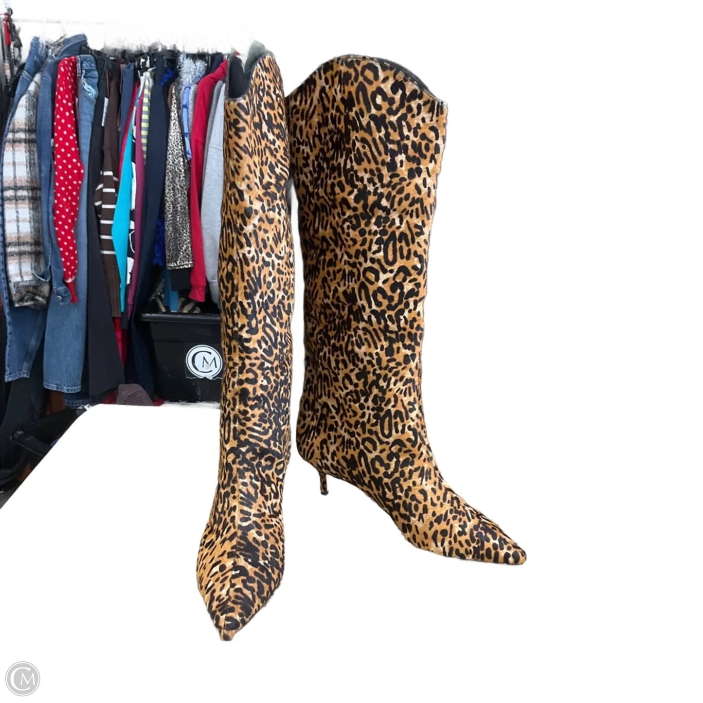 Boots Mid-calf Heels By Schutz In Animal Print, Size: 9.5