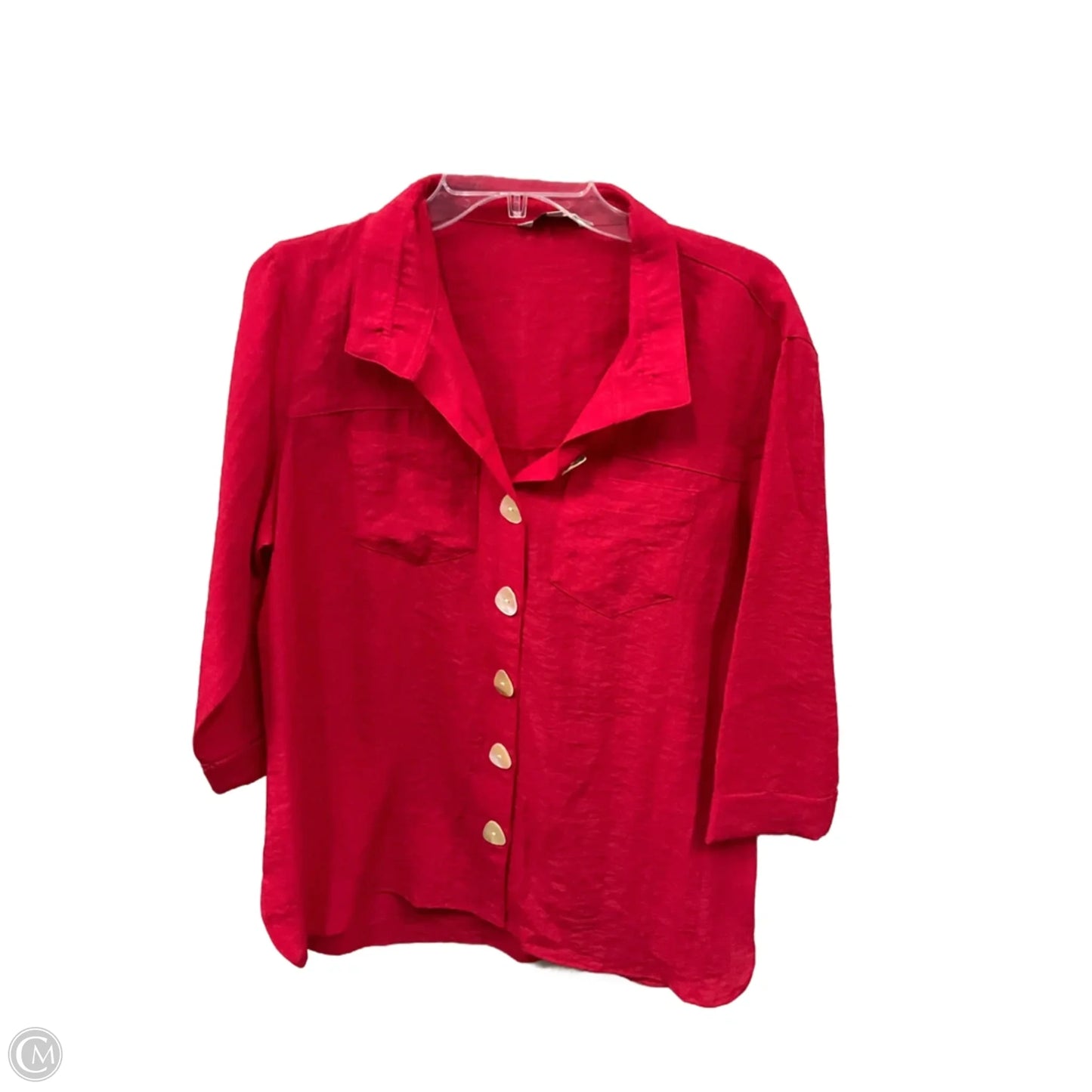 Blouse 3/4 Sleeve By John Mark In Red, Size: M