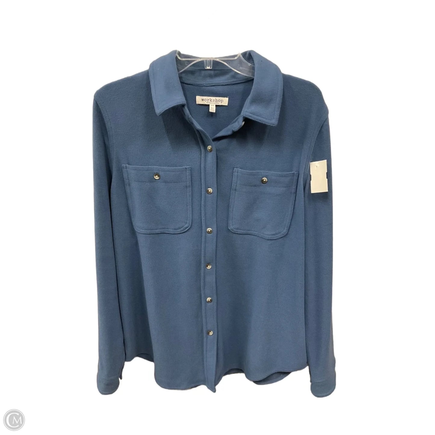 Blouse Long Sleeve By Workshop In Blue, Size: Large