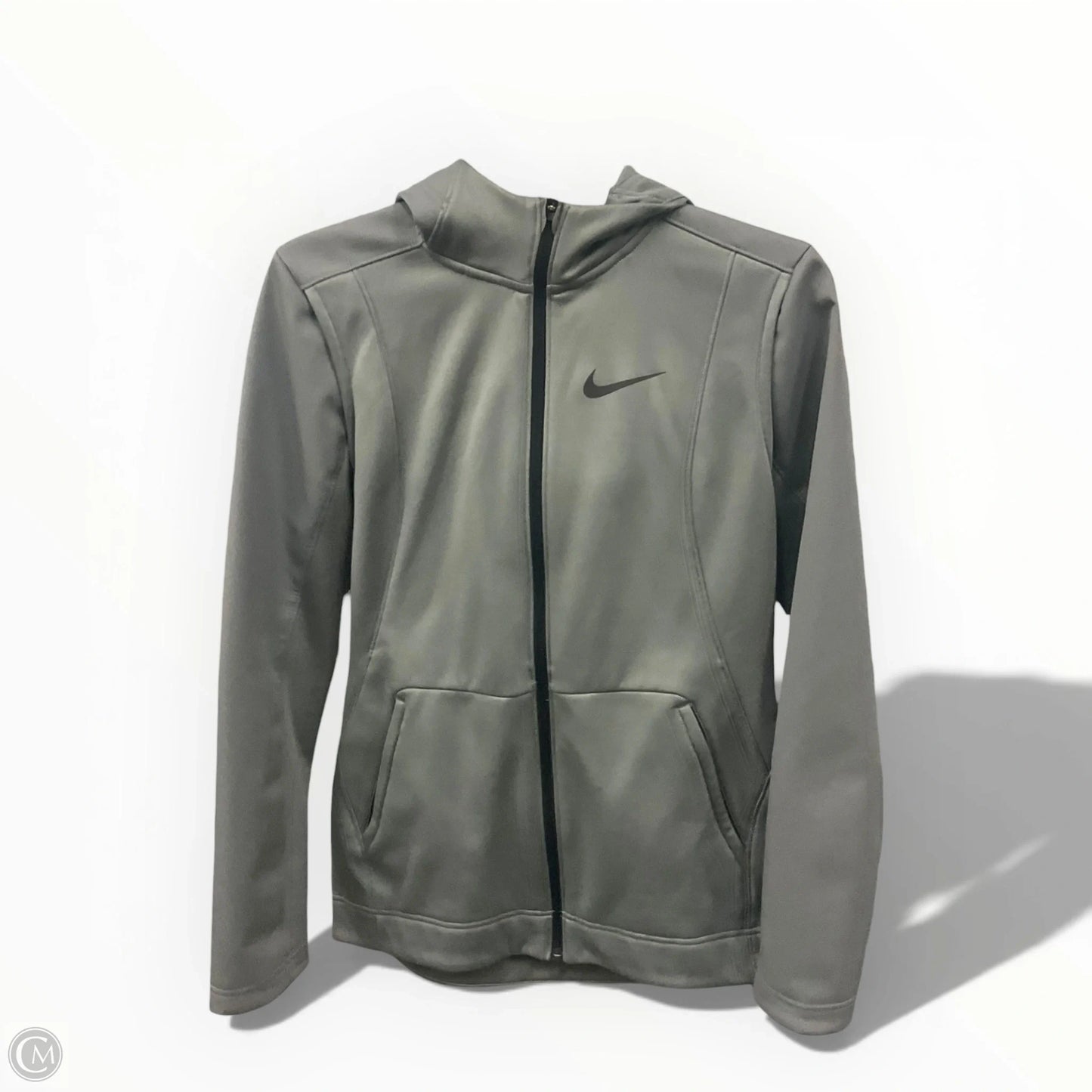Athletic Jacket By Nike In Grey, Size: S