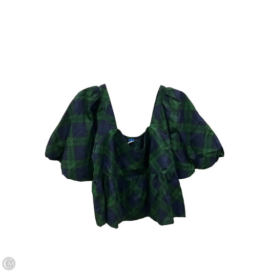 Top Short Sleeve By Old Navy In Plaid Pattern, Size: L
