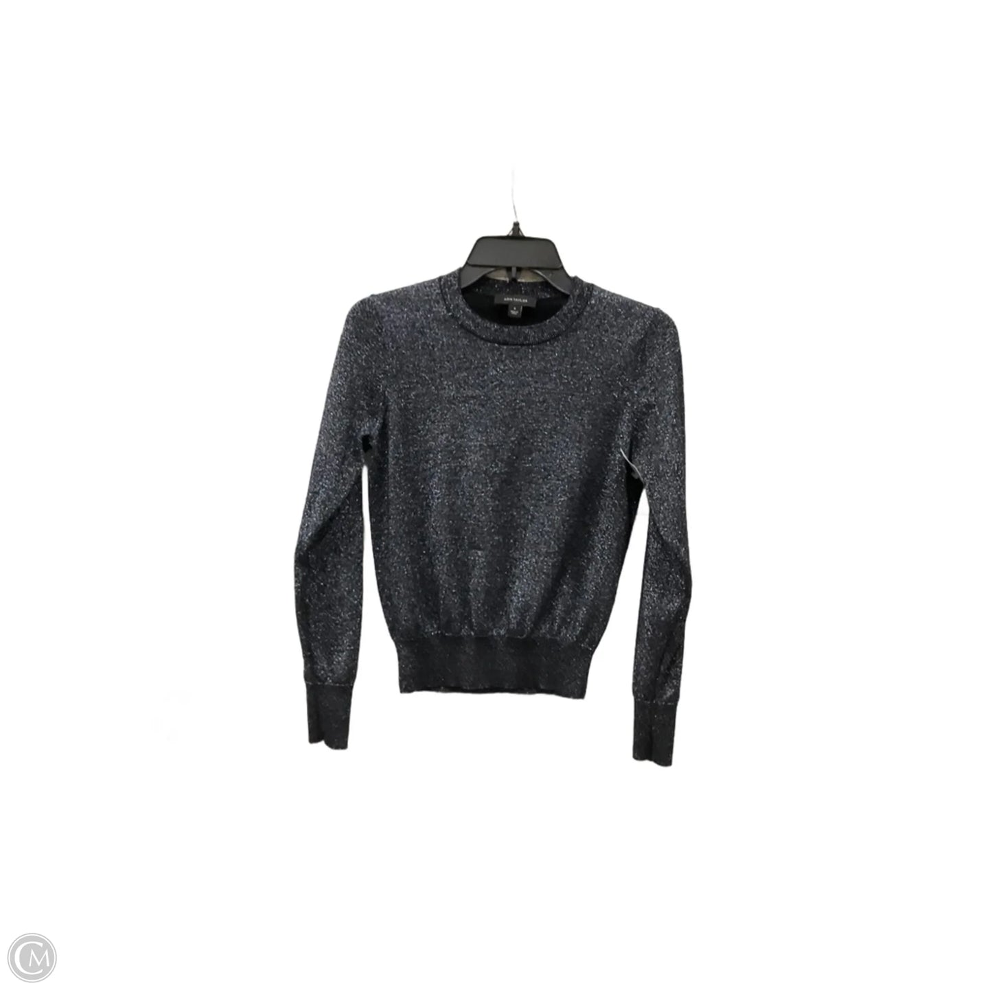 Top Long Sleeve By Ann Taylor In Black & Silver, Size: M