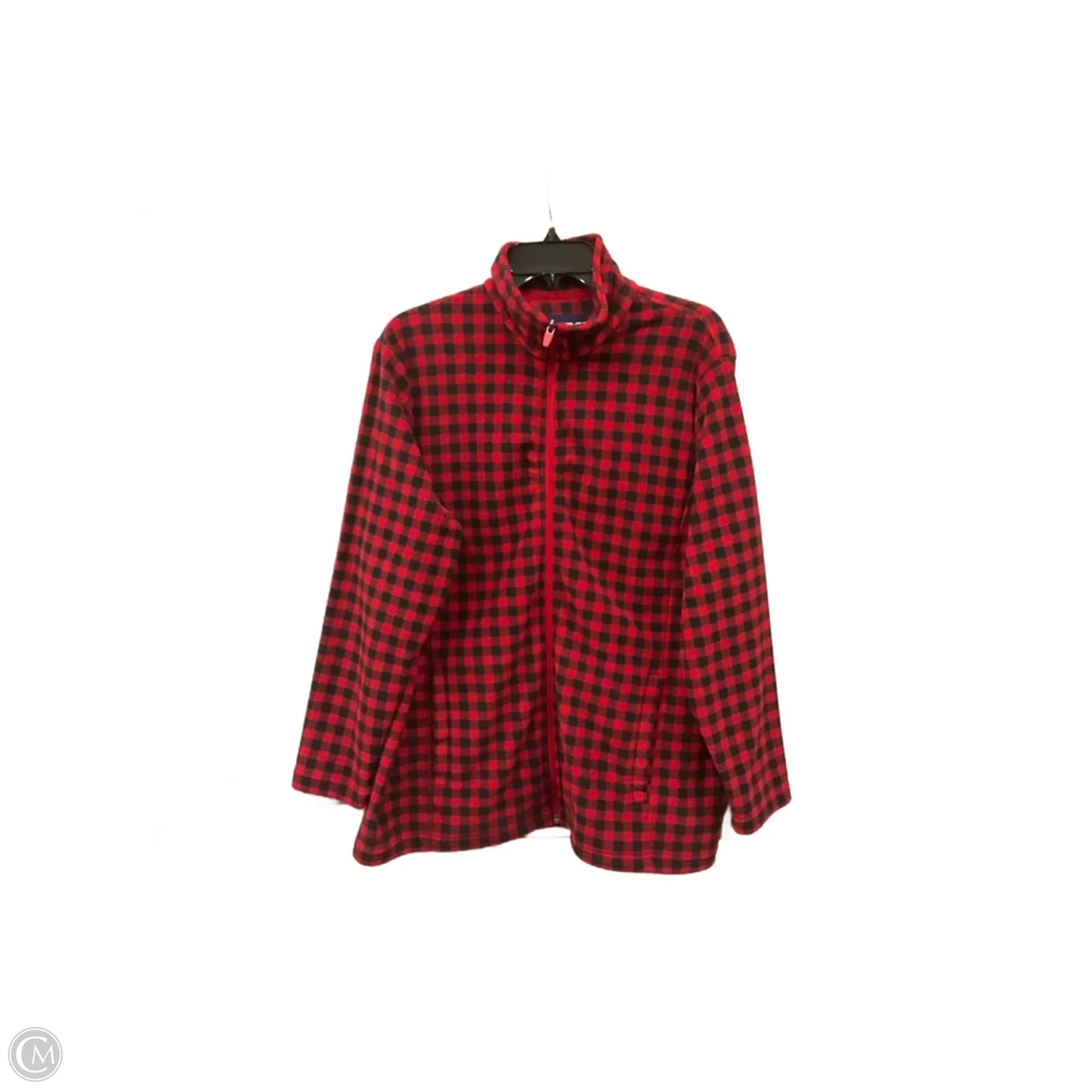 Jacket Fleece By Lands End In Checkered Pattern, Size: 1x