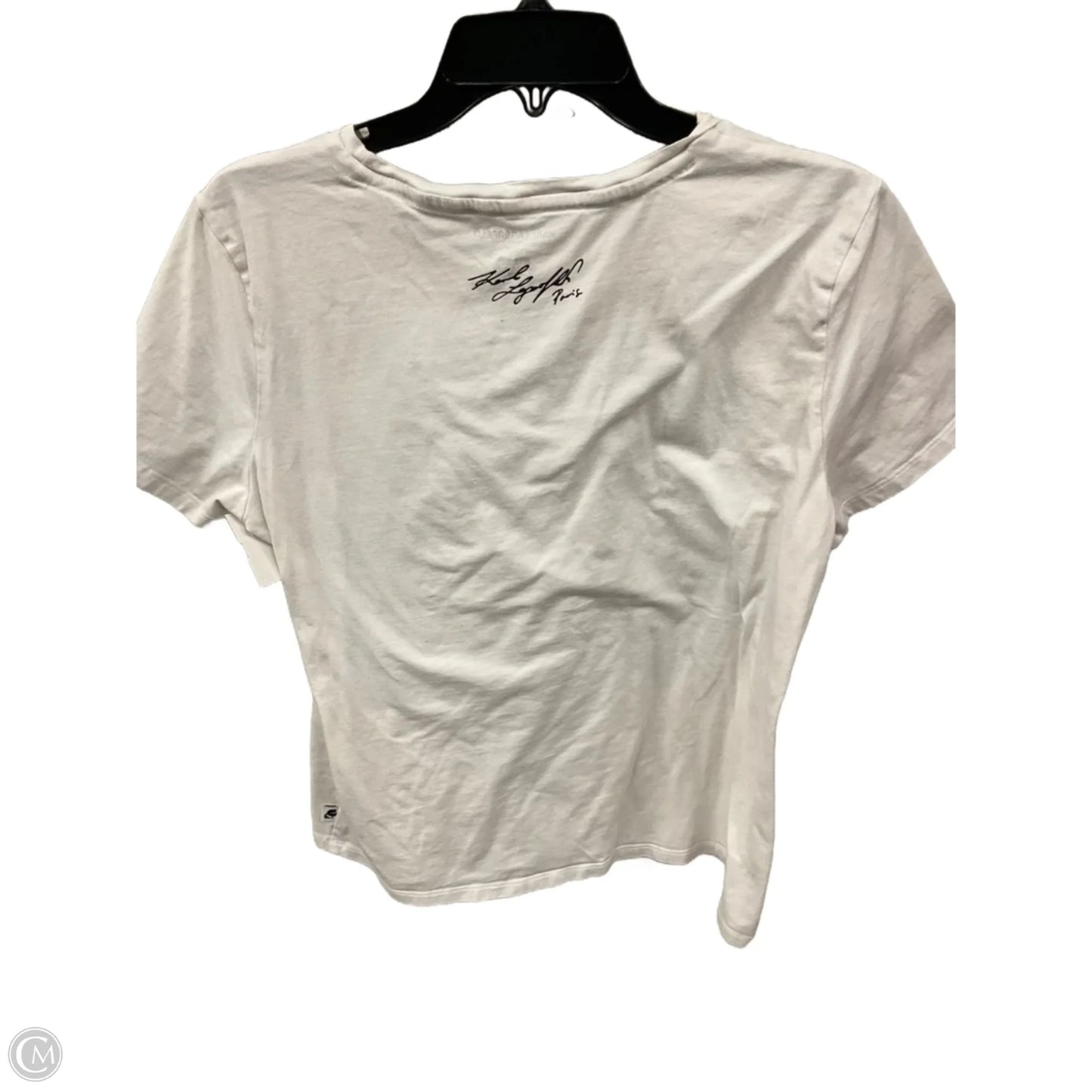 Top Short Sleeve Designer By Karl Lagerfeld In White, Size: L