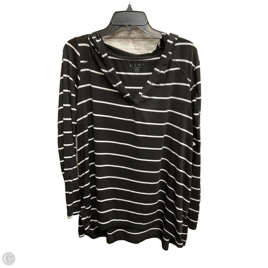 Athletic Top Long Sleeve Hoodie By Livi Active In Black & White, Size: 1x