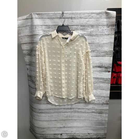 Top Long Sleeve By Zara In Beige, Size: Xs