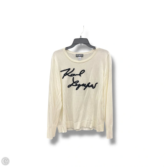 Top Long Sleeve Designer By Karl Lagerfeld In Cream, Size: Xl