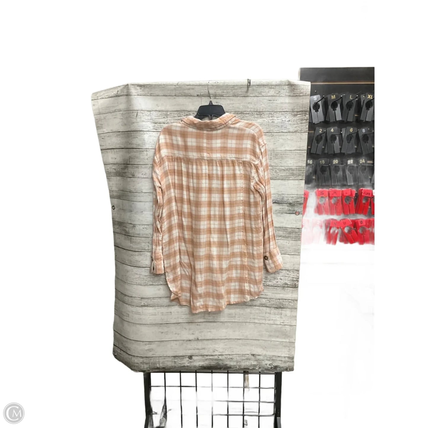 Blouse Long Sleeve By Free People In Plaid Pattern, Size: M