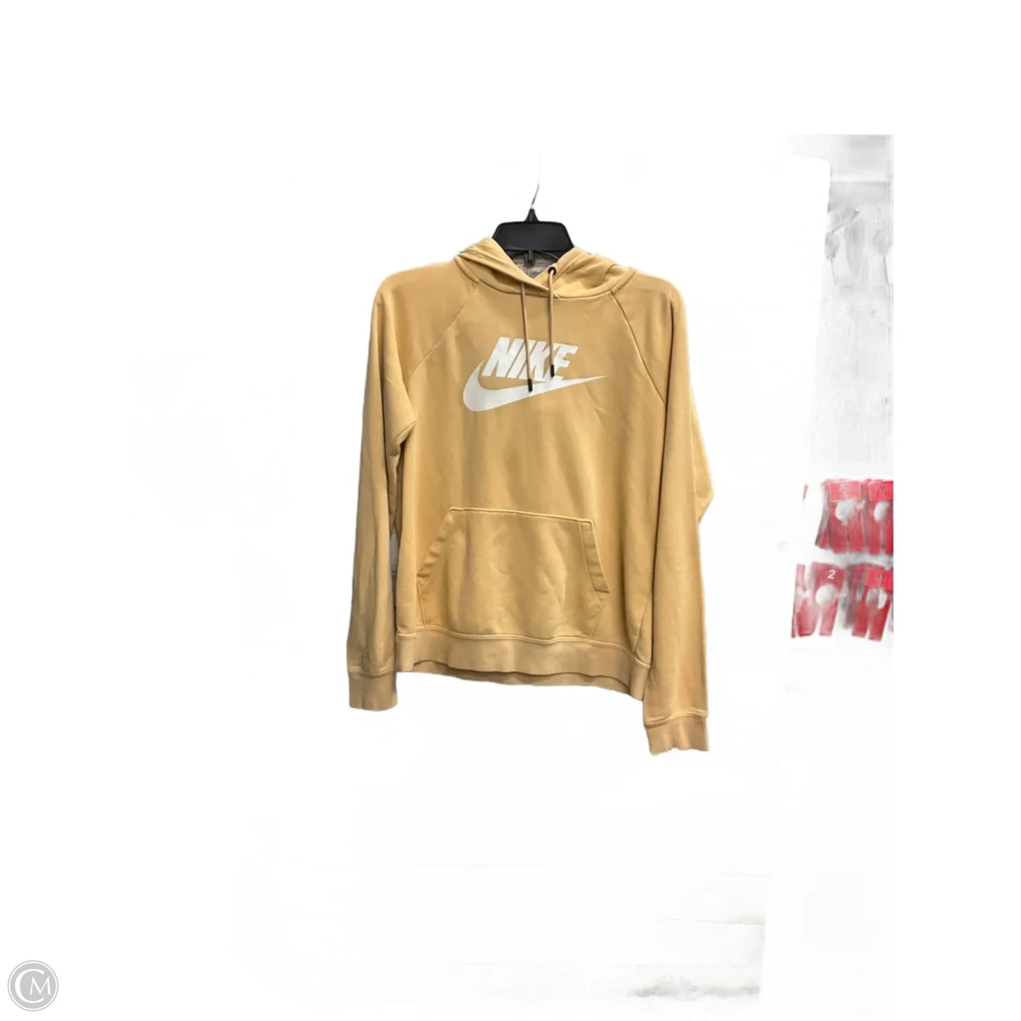 Athletic Sweatshirt Hoodie By Nike In Tan, Size: S