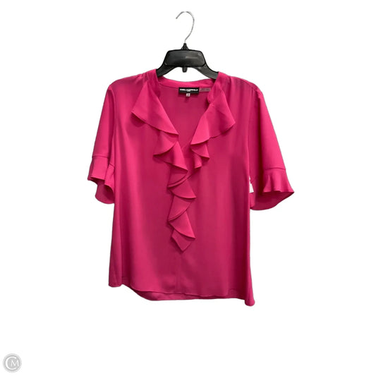 Top Short Sleeve Designer By Karl Lagerfeld In Pink, Size: M