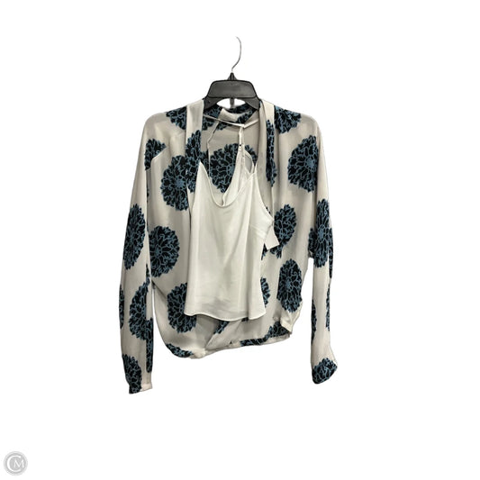 Top Long Sleeve By Reiss In Blue & White, Size: L