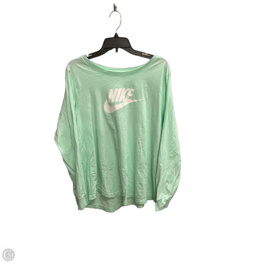 Athletic Top Long Sleeve Crewneck By Nike In Green, Size: 1x