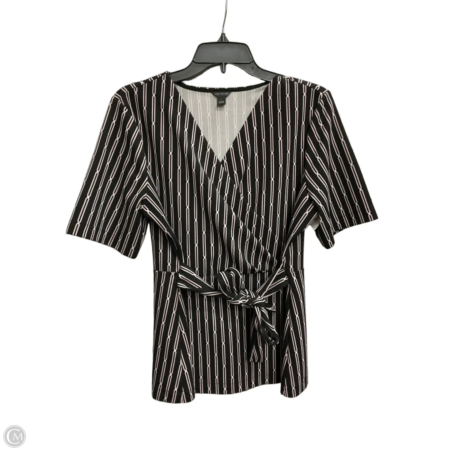 Top Short Sleeve By Ann Taylor In Black & Purple, Size: L