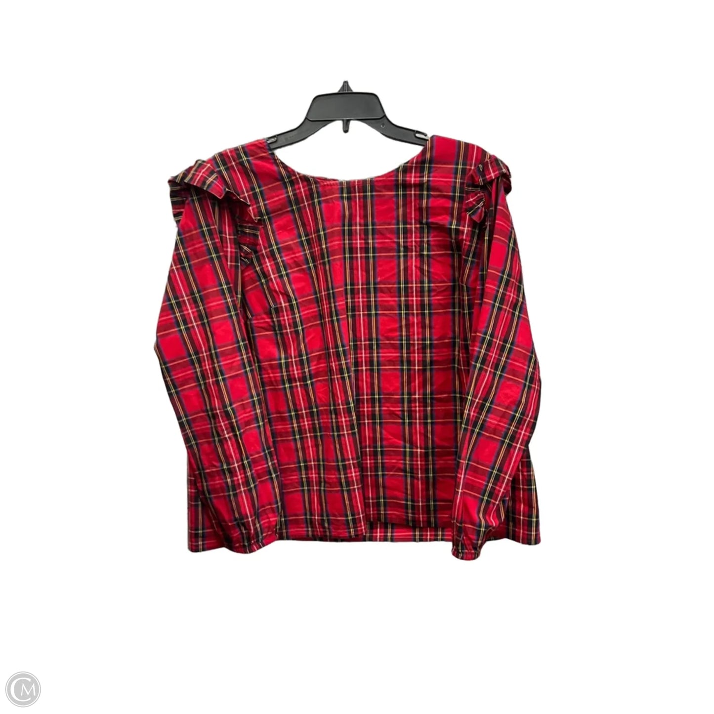 Top Long Sleeve By J. Crew In Plaid Pattern, Size: Xl