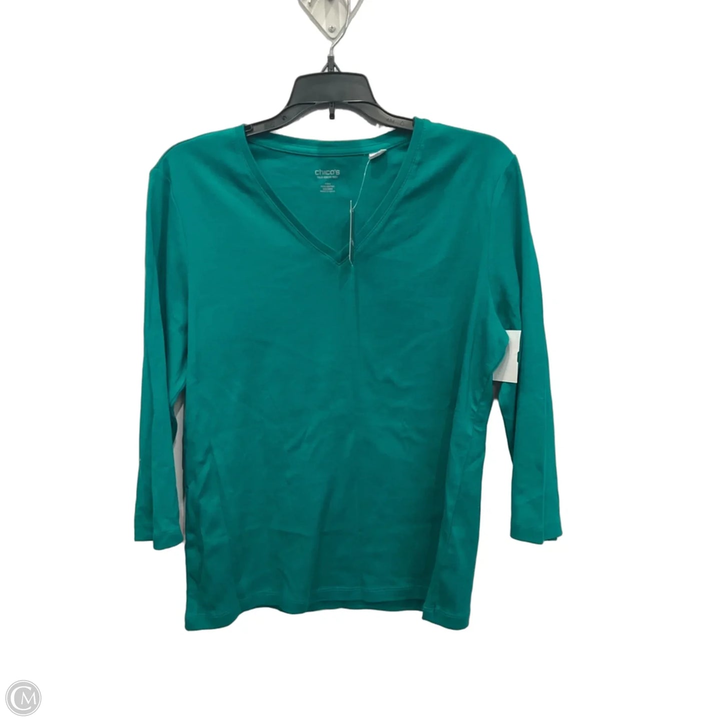 Top 3/4 Sleeve By Chicos In Green, Size: L