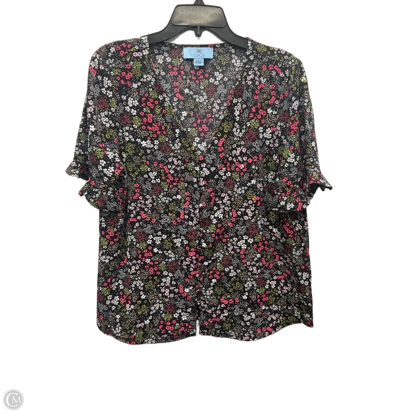 Top Short Sleeve By Cece In Floral Print, Size: L