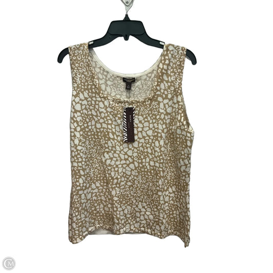 Top Sleeveless By Dana Buchman In Tan & White, Size: L