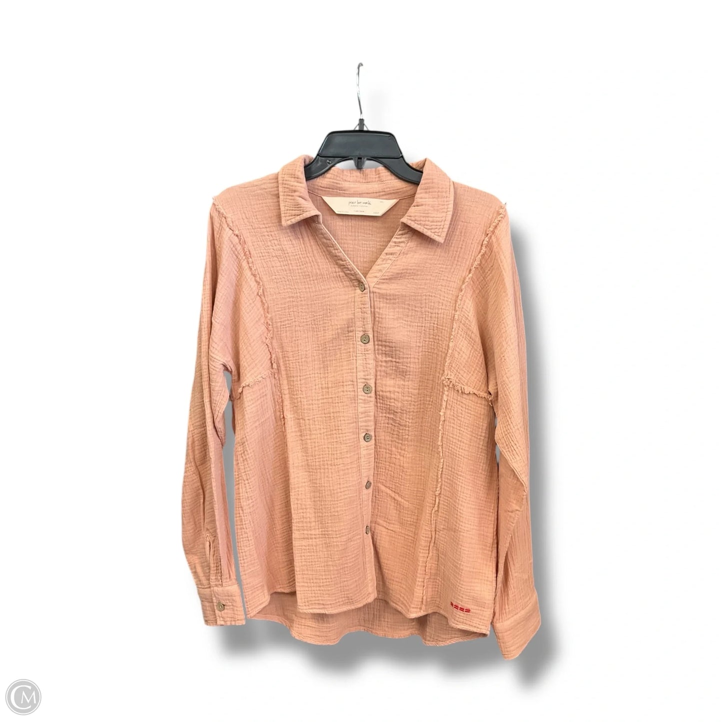 Blouse Long Sleeve By Peace Love World In Peach, Size: S