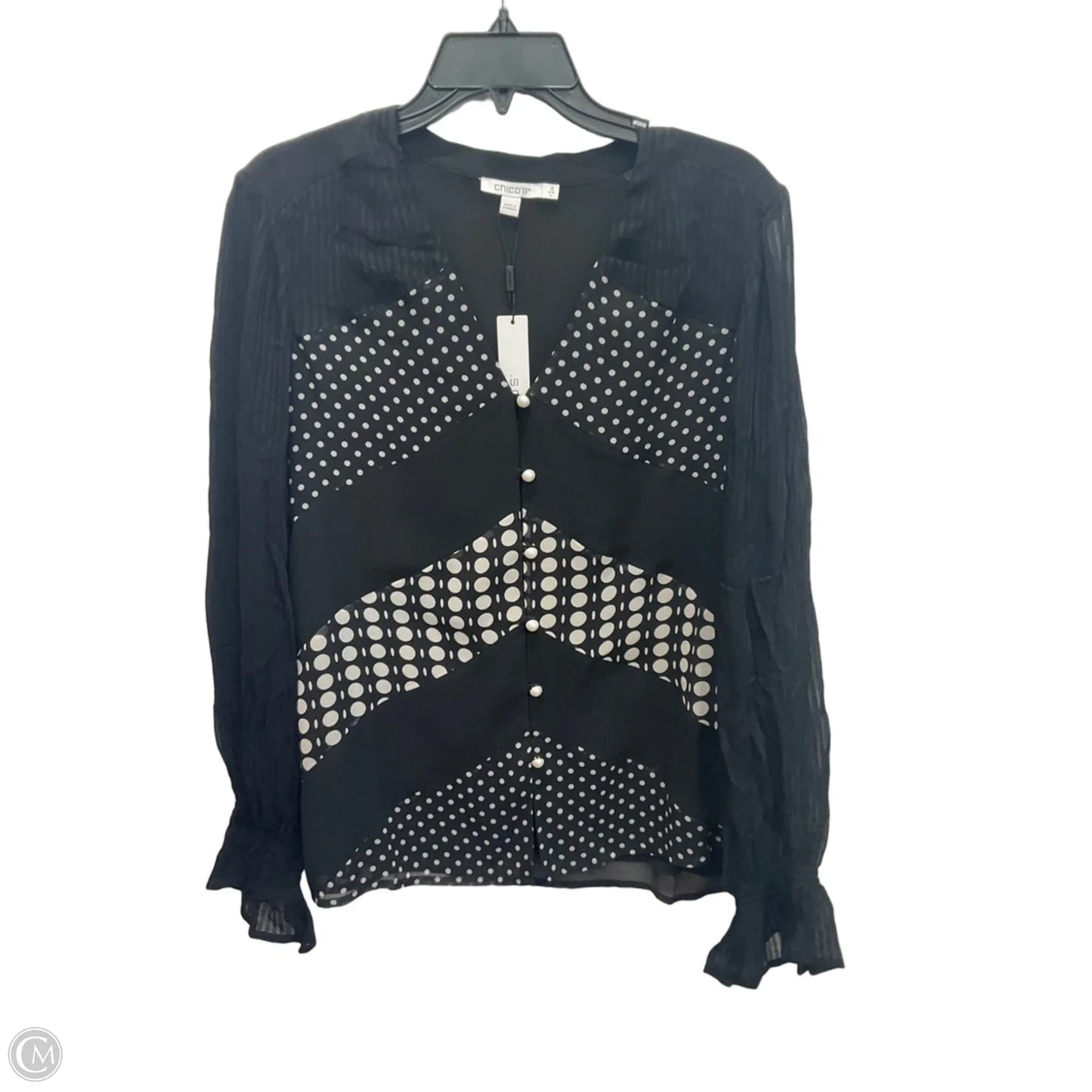 Blouse Long Sleeve By Chicos In Black, Size: L