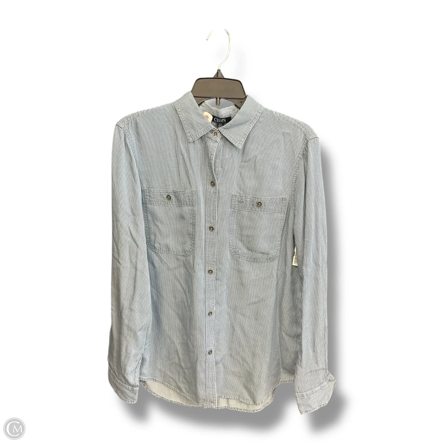 Blouse Long Sleeve By Chaps In Striped Pattern, Size: L