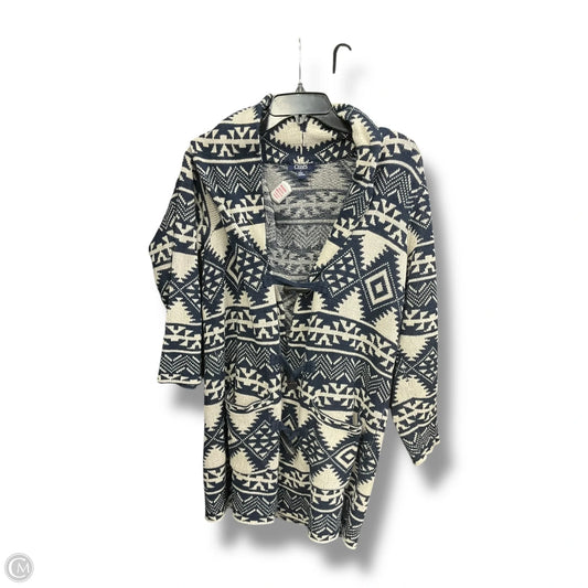 Cardigan By Chaps In Blue & White, Size: M
