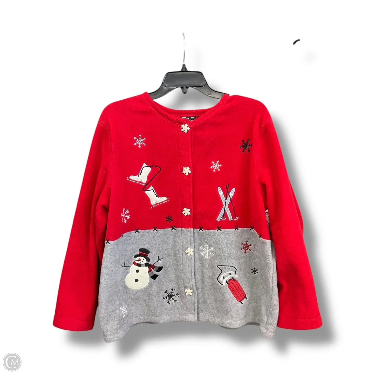 Jacket Fleece By Clothes Mentor In Grey & Red, Size: Lp