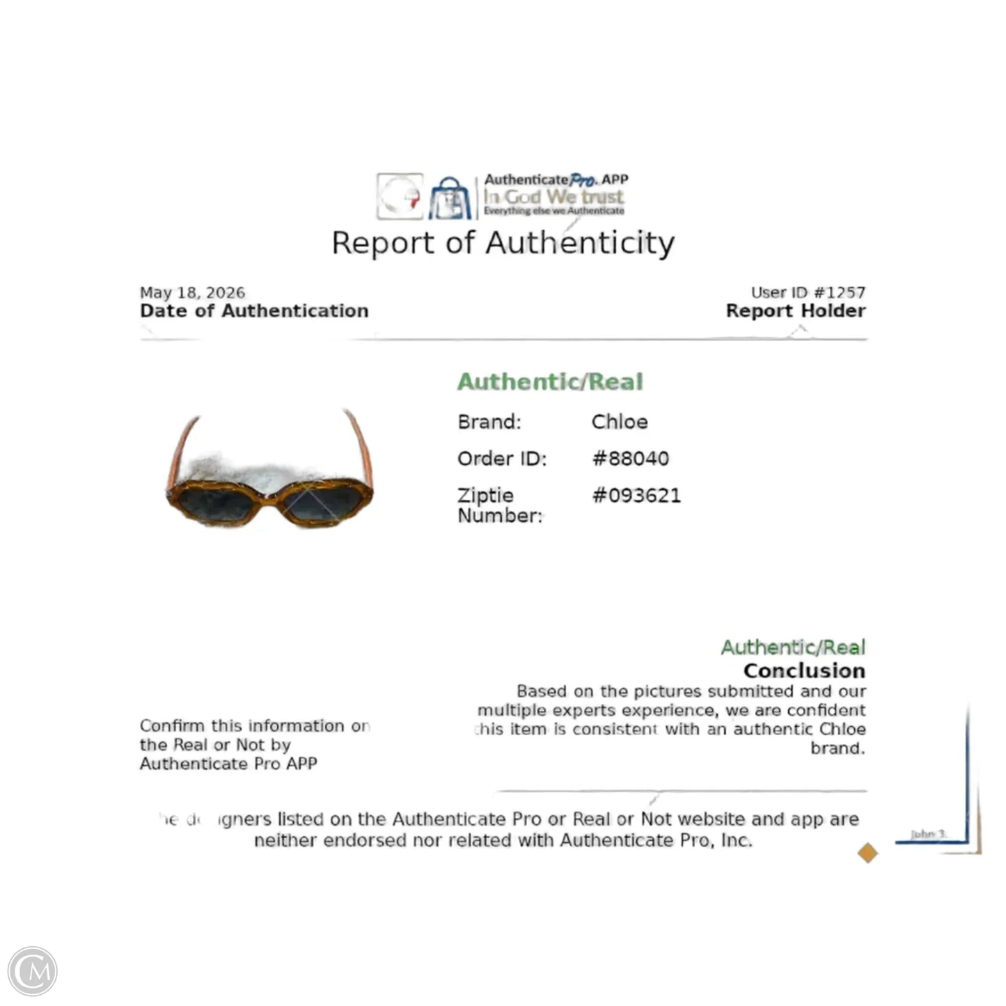 Sunglasses Luxury Designer By Chloe