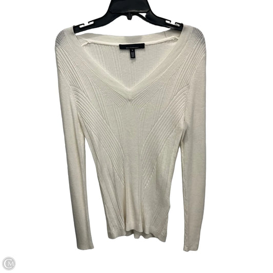 Top Long Sleeve By White House Black Market In Ivory, Size: M