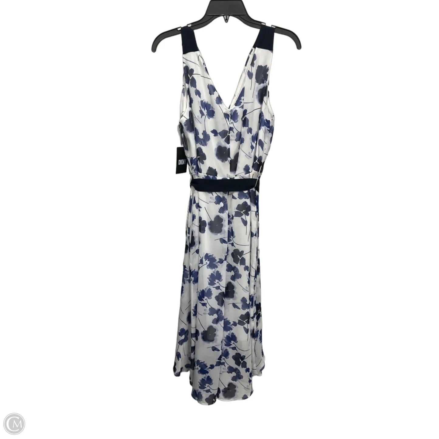 Dress Casual Midi By Dkny In Blue & White, Size: M