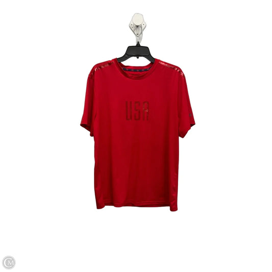 Athletic Top Short Sleeve By Champion In Red, Size: L