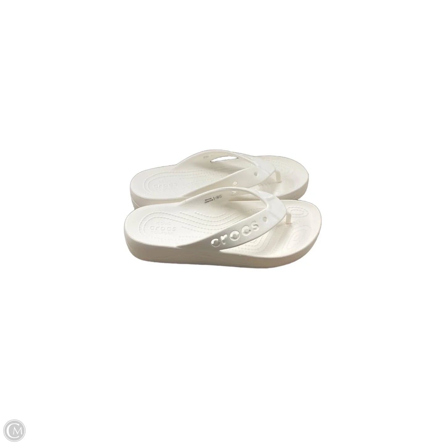 Sandals Flip Flops By Crocs In White, Size: 6