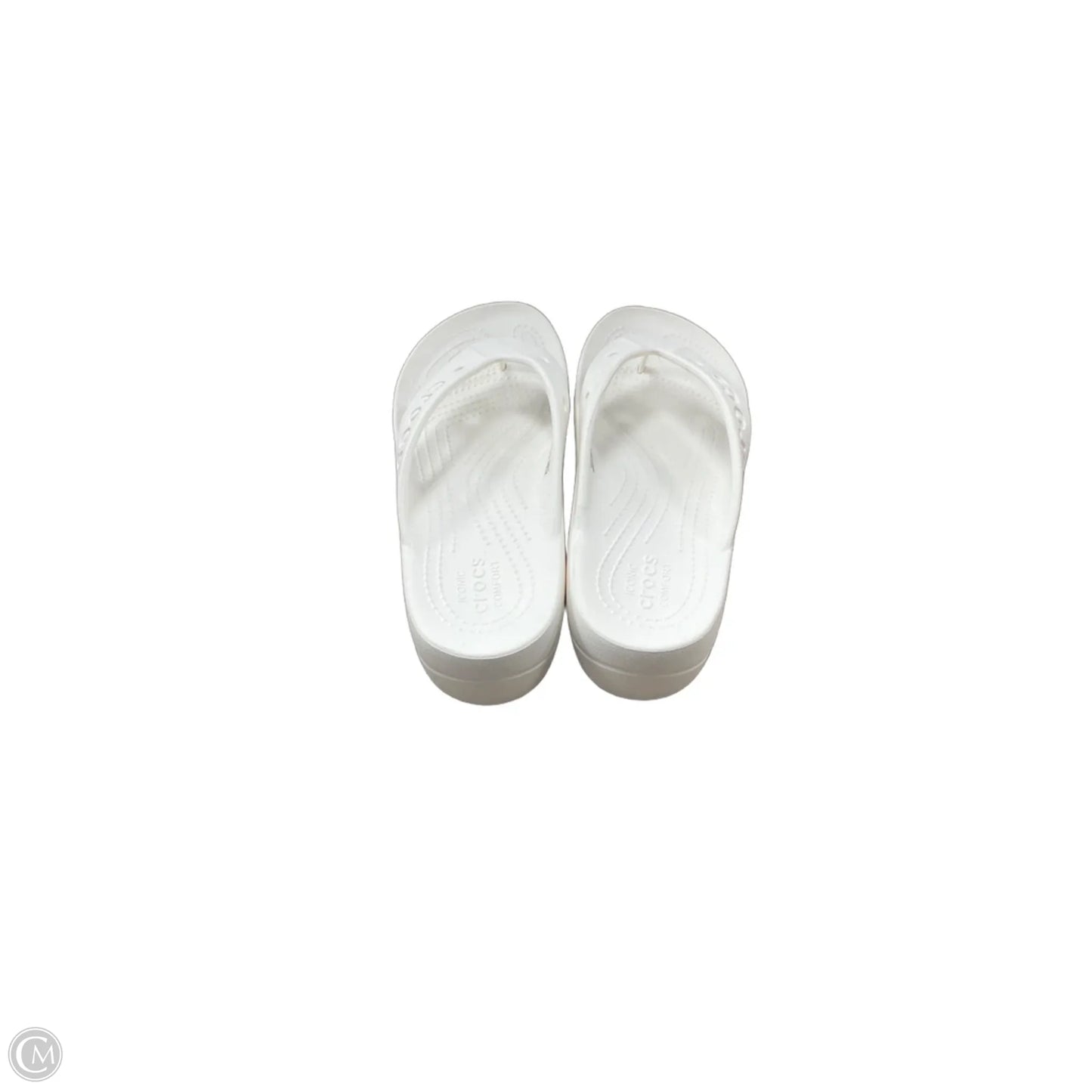 Sandals Flip Flops By Crocs In White, Size: 6