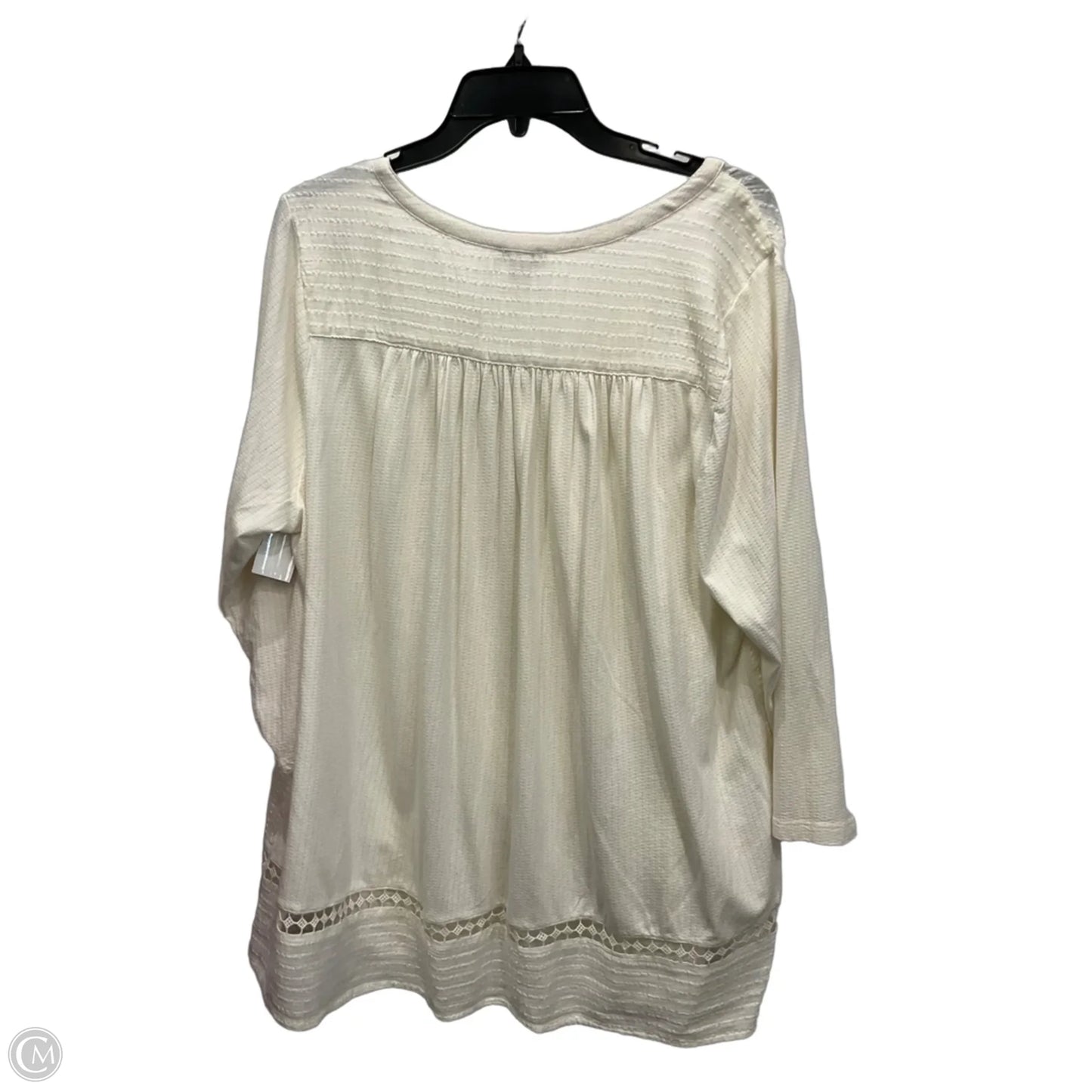 Blouse 3/4 Sleeve By Lucky Brand In Ivory, Size: 1x