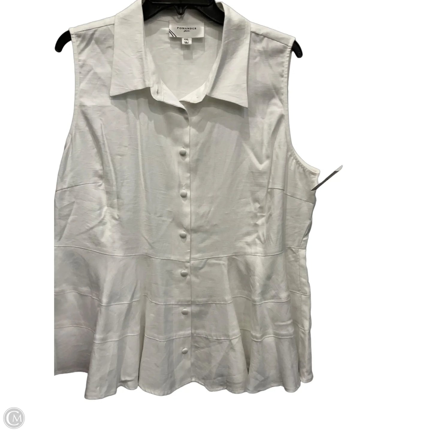 Blouse Sleeveless By Pomander Place In White, Size: Xxl