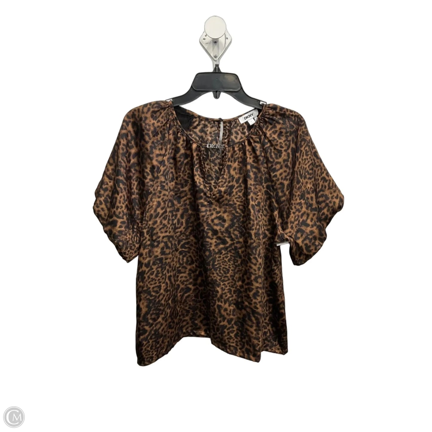 Top Short Sleeve By Dkny In Animal Print, Size: L