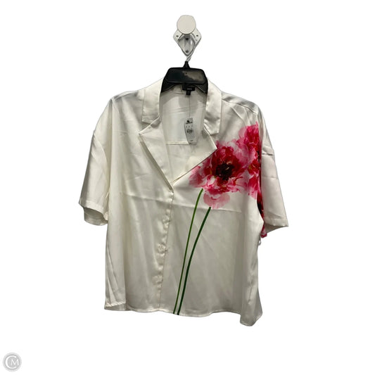 Top Short Sleeve By Express In Ivory, Size: Large